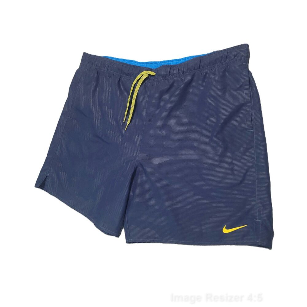 Nike Core Camocean 7" Volley Swim Shorts Mens XL Trunks Blue Yellow